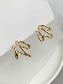 1 Pair Exaggerated Hollow Design Women's Earrings, European And American Style - White Gold Geometric Earrings - View 22