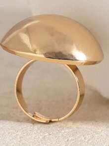 Elegant And Chic Women's Adjustable Open Ring - Sleek And Simple Design, Glossy Surface, Zinc Alloy, Suitable For Daily Wear, Wedding Scenes And Parties - 金色 - 查看 2