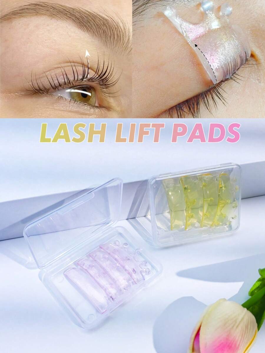 Lomansa 2 Pairs Eyelash Lift Pads, High Adhesiveness, Super Elasticity, Reusable After Cleaning, Suitable For Various Lash Lengths, Soft And Stretchable, Easy To Use, Suitable For Eyelash Salons And DIY