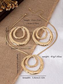 1 Pair Fashionable & Versatile Gold Double-Ring Stud Earrings, Suitable For Women Party, Gathering, Daily Wear, Gift - Yellow Gold - View 10