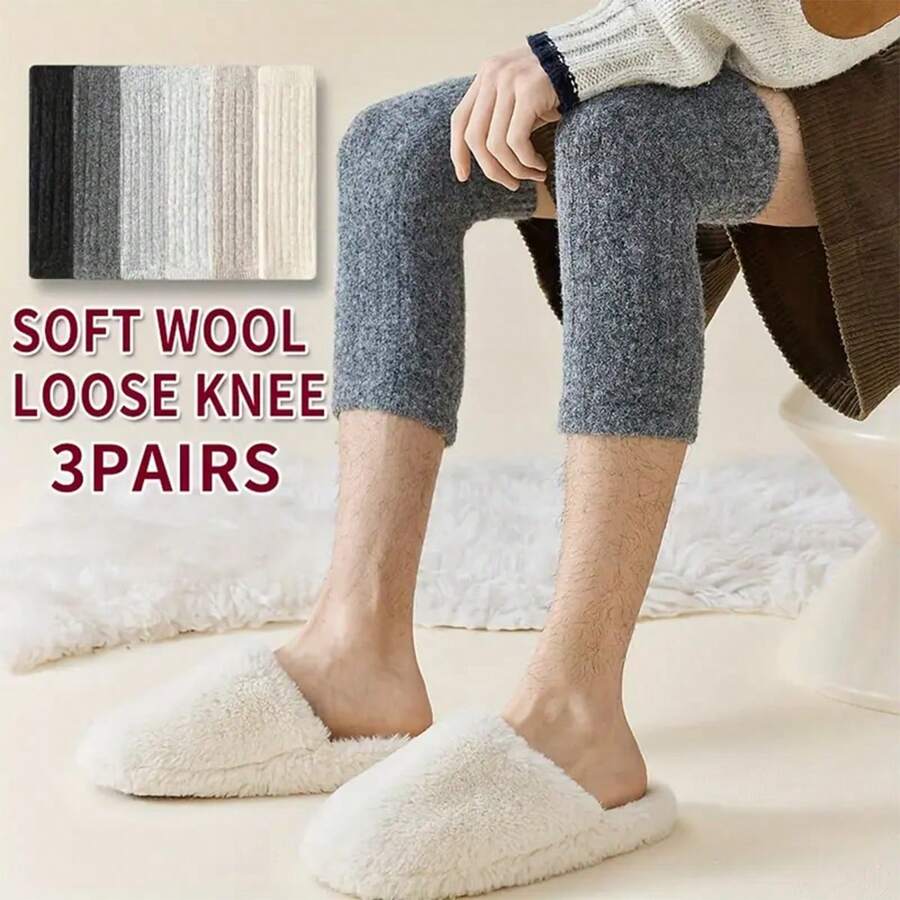 1双装 - 羊毛及膝袜冬季保暖长腿套男士保暖加厚双针保护膝盖防寒防冻适合体重176-484磅的男士 - 彩色 - 查看 1