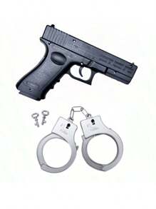 1 conjunto de adereços para festa de cosplay, modelo de pistola de brinquedo de plástico e couro, adereço anti-disparo para fotografia e performance de Halloween