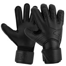 1 Pair Black Soccer Goalkeeper Gloves, Adult Professional Finger Protection Grip Gloves, Anti-Slip, For Training