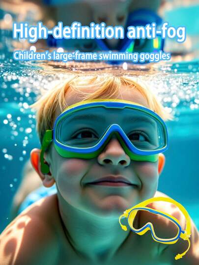 1 szt. Kolorowe okulary pływackie dla nastolatków o dużej ramce i wysokiej rozdzielczości, wodoodporne i przeciwmgielne, ciekawy design, z jednoczęściowymi zatyczkami do uszu zapobiegającymi przedostawaniu się wody do uszu, silikonowymi paskami z szybką regulacją, idealny prezent dla chłopców i dziewcząt w pierwszym dniu powrotu do szkoły. Akcesoria do szkoły, plecaki dla dzieci, podróże szkolne, outdoor, profesjonalne, dekoracje do klasy, artykuły edukacyjne