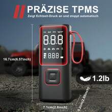 okwish okwish Kabelloser Reifenfüller, tragbarer Luftkompressor – 150 PSI-Luftpumpe mit automatischer Abschaltfunktion für Autoreifen, Schlauchboote, Motorräder, Bälle, kompakte Fahrradreifenpumpe mit LED-Licht, rot, groß