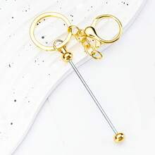 6pcs Rose Gold Beaded Keychain/Metal Pendant/DIY Craft Jewelry/Holiday Gift - Rose Gold - View 5