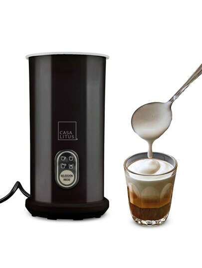 Casa Litus Espumador de Leche Eléctrico Profesional de Acero Inoxidable 350 ml, Calienta y Espuma en Segundos, Batidora de Leche para Café, Capuchino, Latte, Matcha y Chocolate, Leche Caliente y Fría