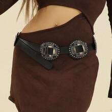 Cinto de rebite estilo cowboy ocidental feminino vintage boêmio country