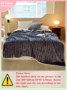 1 件深灰色泡泡绒边超柔软毛毯，适合男孩、女孩、学生宿舍、传统法兰绒、珊瑚绒沙发、办公室、卧室、旅行和露营、四季法兰绒盖毯、返校床上用品