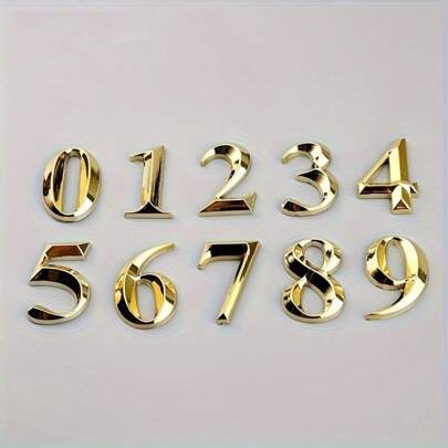 Golden 3D Floating Self-Adhesive House Number Stickers 0-9 – Rustproof Resin Mailbox Numbers For Home, Office, And Hotel Rooms – Easy Door Installation, No Wiring Needed