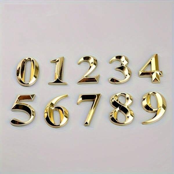 Golden 3D Floating Self-Adhesive House Number Stickers 0-9 – Rustproof Resin Mailbox Numbers For Home, Office, And Hotel Rooms – Easy Door Installation, No Wiring Needed