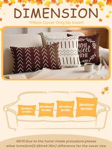 1件/4件装枕套，靠垫套，床上用品，枕套，单面印花枕套，现代沙发抱枕套，红棕色枕套，面料柔软舒适，透气抗起球，可拆卸枕套 - 紅棕色 - 查看 4