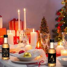 27 pezzi/2 pezzi Mini bottiglie di liquore, confezione di adesivi natalizi, etichette vintage di Babbo Natale, alce, campanelli, per vino, whisky, bevande, succhi, spezie, salse, sciroppi, oli essenziali, molto adatti per feste di Natale, cene, regali. Elementi natalizi come pupazzo di neve e albero di Natale.