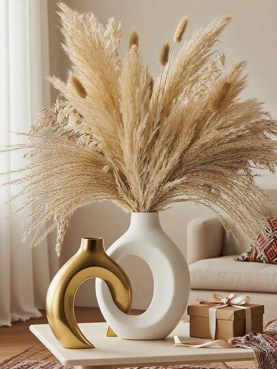 树脂花瓶 2 件套现代家居装饰镂空波西米亚花瓶客厅中央餐桌婚礼装饰（依偎）优质家居装饰花瓶适合生日、返校季和毕业季。