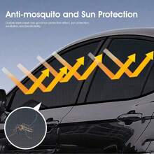 Easypie Selection 4pcs/2pcs Car Window Sun Shade Mosquito Net, Universal Full Coverage Anti-UV Curtain - Black - View 7