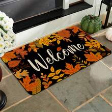 Vibrant Autumn Maple Leaf Welcome Mat - Soft, Non-Slip, Machine Washable, Durable, And Easy-To-Clean Door Rug For Thanksgiving And Fall Decor, Perfect For Kitchen, Bedroom, And Entryway, Adding Warmth And Cozy Ambiance To Your Home