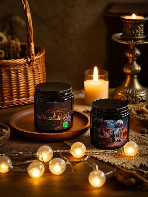 1 pieza Vela enlatada de bruja mágica de Halloween para decoración del hogar. Es una vela perfumada de cera de soja artesanal con aceite esencial vegetal. Es adecuada para la decoración del festival de Halloween, la decoración de la sala de estar y el dormitorio, la decoración de la mesa del comedor, los regalos y recuerdos del festival de Halloween, y agrega un ambiente de Halloween. Es una herramienta mágica, decoración de mesa, vela perfumada