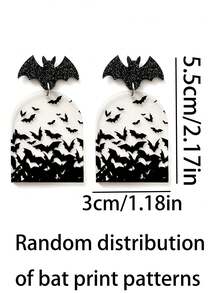 2 pezzi Orecchini a perno in acrilico trasparente a forma di pipistrello unici, orecchini pendenti in stile vintage in acrilico per donne, adatti per feste di Ognissanti, uscite (senza scheda, motivo a pipistrello casuale)