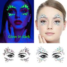 1 pieza Pegatina de joya facial que brilla en la oscuridad, resistente al agua y de larga duración, pegatina de tatuaje sexy y personalizado realista