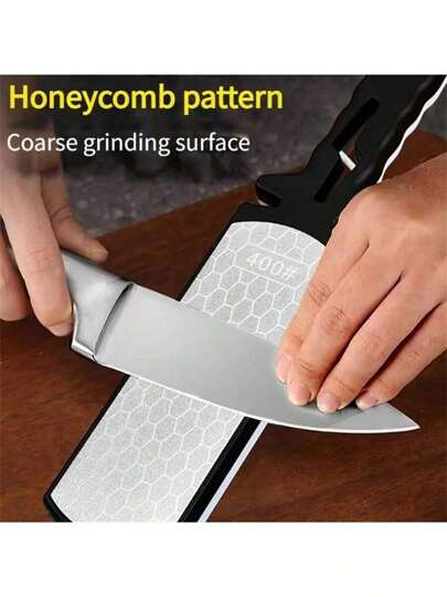 1pc Double-Sided Whetstone, High Quality Material Corundum Sharpener Stone, Handheld Multi-Function Quick Blade Sharpening Tool With Handle For Home And Outdoor Use