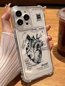 One TPU Thickened Four Corners Shockproof Heart Print Phone Case, Suitable For IPhone17/IPhone17 Air/IPhone17 Pro/IPhone17 Pro Max/16 Pro Max/15 Pro Max/14 Pro Max/13 Pro Max/12 Pro Max - 無色 - 查看 4