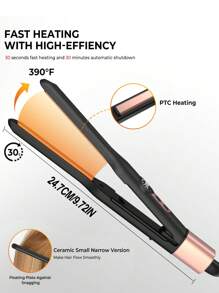 ATOPSKINS Mini ferro da stiro, tensione 110-240V, adatto per frangia e capelli corti - display LCD della temperatura, piastra lisciante, struttura, essenziale per il ritorno a scuola (design minimalista nero e oro)