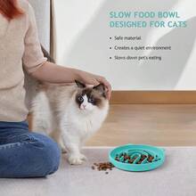 CW Silicone Slow Feeder Dog Cat Bowls Interactive Puzzle Toy For Pets Dry Wet Food Training Keeps Dogs Cats Busy Prevents Puppy Kitty Overeating Cyan 1.4 Cup - 1,4 cốc - Xem 7