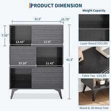 Three-Layer Wood Storage Cabinet, Durable Particle Board Organizer With Multi-Layer Shelves, Compact Design For Office Or Home, Ideal Furniture Storage Solution  Mid-Century Modern 3-Tier Display Storage Cabinet With Doors, Wooden Buffet Accent Cabinet With Strong Legs For Living Room, Dining Room, Kitchen, Hallway - 黑色 - 查看 8