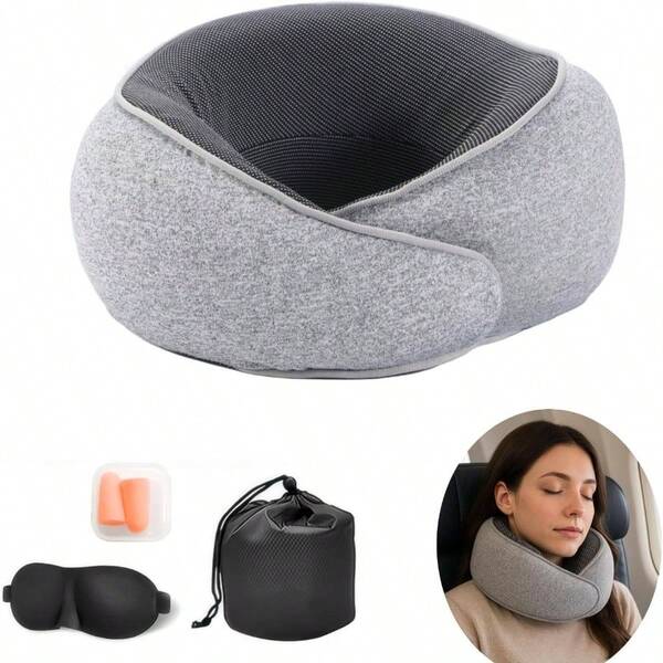 Neck Pillow For Traveling, Premium Memory Foam Travel Pillow, Removable Washable Neck Pillow Cover Suitable For Airplanes, Offices And Cars