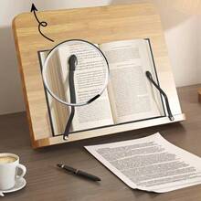 8pcs Adjustable Angle Wooden Book Stand - Ergonomic Book Holder With Metal Frame, Suitable For Adults And Students - Wood Color - View 4