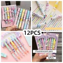 6pcs Sanrio Neon Highlighter Set, Multi-Color Neon Highlighter Pens With Hello Kitty & Friends Print, Soft Tip, Multi-Purpose Marker Pens, Note Taking And Highlighting, Back To School - Multicolor - View 14