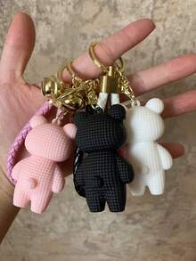 1 件女士粉色创意心形熊和兔子可爱毛绒钥匙扣，精致女友/情侣钥匙扣，手提包吊饰，汽车钥匙扣，日常使用卡通配饰 - 粉色 - 查看 10