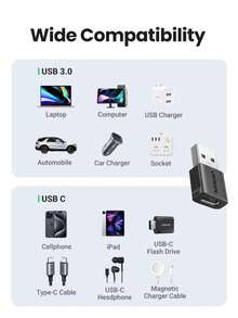 UGREEN 10Gbps USB-C 母头转 USB-A 公头适配器 USB3.1 USB-C 母头转 USB-A 公头适配器塑料外壳 - 黑色 - 查看 5