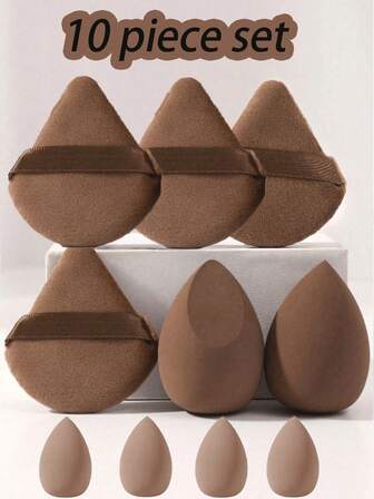 1/10 st sminksvamp, professionell sminkpuderpuff, bärbar sminkmixer, triangelformad puderpuff, mini-sminkmixer, sminksvampset, sminkverktygsset, professionella sminkverktyg, vattendroppssminkmixer, skönhetssvamp, ultramjuk concealersvamp, lämplig för flytande och krämiga kosmetika, sminksvamp för våt och torr användning, sammetspudderpuff, bärbara resesminkverktyg, våt och torr sminksvamp, återanvändbara och tvättbara sminkverktyg, lämplig för alla hudtyper