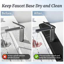 24 Inch Longer Faucet Mat For Kitchen Sink [5°Slope Fast Self-Draining]Bathroom Kitchen Sink Splash Guard Silicone Sink Faucet Mat Splash Guard Kitchen Sink Area Tidy Splash Faucet Guard Draining Mat - 黑色 - 查看 7