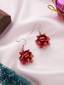 1 Pair Fashionable Personalized Red Metal Design Women Earrings, Christmas Accessories (No Card) - Red - View 3