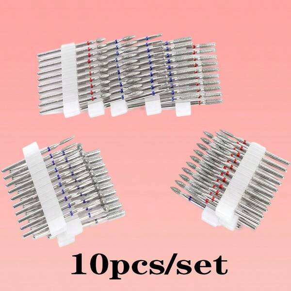 Professional 10Pcs Diamond Nail Drill Bits Russian Manicure Set Cuticle Hard Skin Remover Japanese Style Nail Art Tools For Pedicure