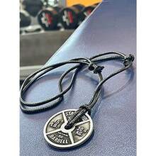 Men Chain NecklacesWorkout Necklace For Men Weight Plate Necklace Dumbbell Necklace For Savages And Rough Guys Awesome Gym Plate Necklace Great Present For A Sport Addict Adjustable Leather Cordfor Boys - 如圖 - 查看 5