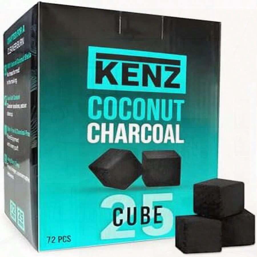25mm Low Ash Coconut Charcoal Briquettes - 100% Natural, Odor & Chemical Free, Longer Burn Time, 72 Cubes