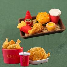 POKOJA LAND 7/10/17件可爱迷你食物拼盘，包括炸鸡桶和汉堡，非常适合圣诞节、生日派对装饰、厨房装饰，以及与Blyth和OB11娃娃一起玩。多种款式可选，现已发货 - 彩色 - 查看 13
