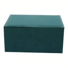 Organizador de joyas exclusivo con 3 cajones de terciopelo y 6 ganchos, estuche de diseño verde esmeralda de 24 x 17 x 11 cm, hecho a mano en madera con superficie antiarañazos, para joyero y almacenamiento de joyas. - Verde - Ver 9