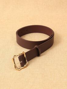 Cinto feminino de couro sintético cor café, 1 peça, moda casual, estilo urbano, adequado para uso diário, outono, Halloween - Café - Ver 2