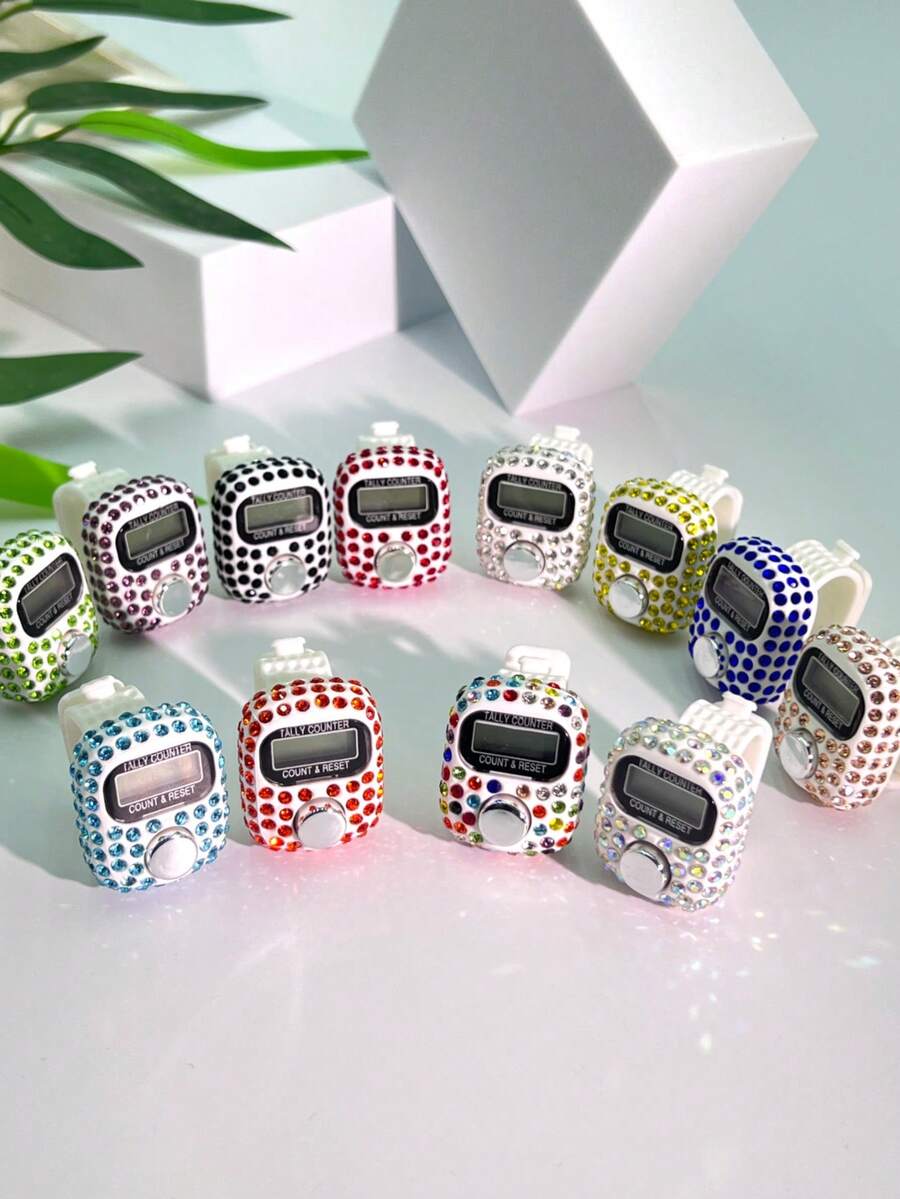 New Convenient Finger Counter, Adjustable Rhinestone Mini Handheld Counter, Electronic Rosary Ring Counter, Prayer Accessories, Multi-Purpose Counter, Compact Fashionable Luxury Ring, Counting Portable For Men & Women, Suitable For Holiday Gifts, Prayer Counting, Etc.