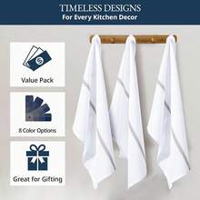 Juego de Paños de Cocina 100% Algodón, Superabsorbentes, 6 Piezas - Raya gris - Ver 6