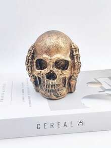 1 Stück Harz Drei Weise Schädel Statue, Halloween Horror Thema Dekoration, Sehe kein Böses, Höre kein Böses, Sage kein Böses Schädel Figur, geeignet für Wohnzimmer Schreibtisch Heimdekoration, Halloween Party Requisite, Innen-/Außenbereich Schreibtisch, Eingangsbereich, Büro, Schlafzimmer Dekoratives Kunstwerk