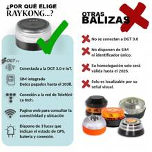 Baliza V16 Geolocalización DGT 3.0 mas Avanzada | con 3 Indicadores Led Conexíon | Bateria | GPS Homologada por DGT [SIM y Datos Pagados hasta 2038]