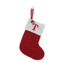 1pc Classic Christmas Stocking - Red And White Knitted Embroidered Alphabet Letter, Modern Style Holiday Polyester Candy Cane Decor, Festive Xmas Tree Hanging Ornament, Soft, Durable, Easy To Hang, Perfect For Holiday Season, Home Fireplace, New Year, Indoor And Outdoor Decor, Gift Bag, Christmas Decor Home Decor Christmas Decorations Room Decor