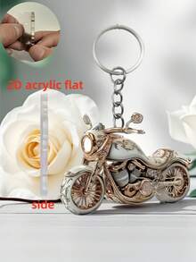 1 Piece 2D Retro Motorcycle Keychain - Elegant Key Decoration,Keychains For Car Keys,Key Chain,Bag Charms,Back To School, Complex And Gorgeous Design, Durable Acrylic Indoor And Outdoor Holiday Ornament Suitable For Christmas, Halloween, Easter, Thanksgiving, Perfect Gift For Home And Office, High-End And Chic Styling