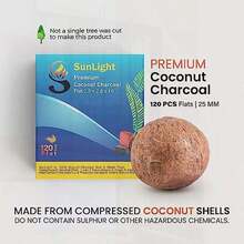 Premium Coconut Charcoal Flats For Long Lasting Burn - 120 Half Cubes (1.25MM) - Zero ASH & Low Odor