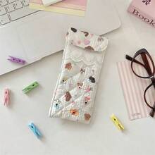 Cartoon Pattern Glasses Storage Bag Anti Pressure Sunglasses Case With Button Portable Glasses Protective Cover